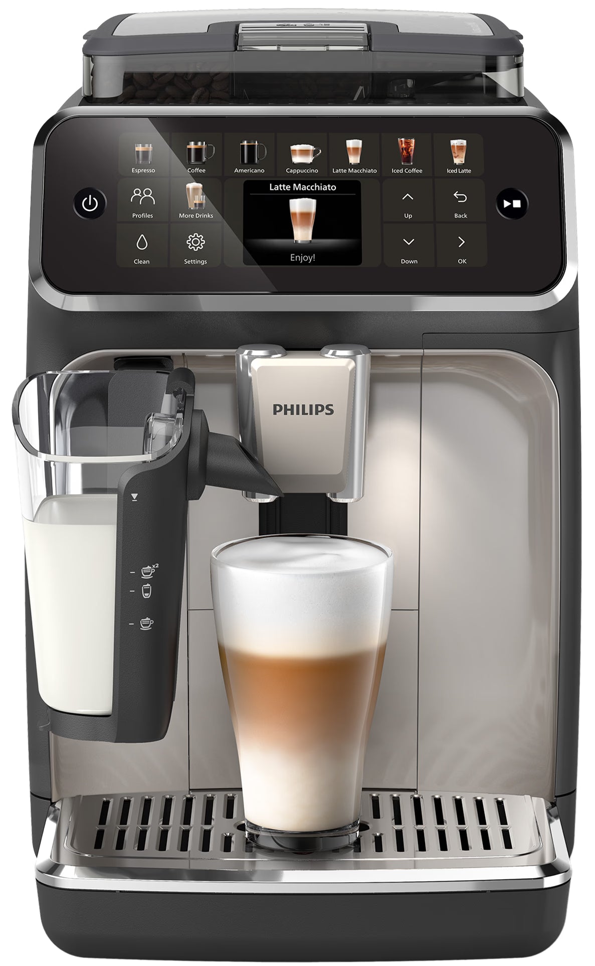 PHILIPS EP5447/90 Serie 5400 LatteGo 11 Kaffeespezialitäten Kaffeevollautomat Schwarz/Chrom
