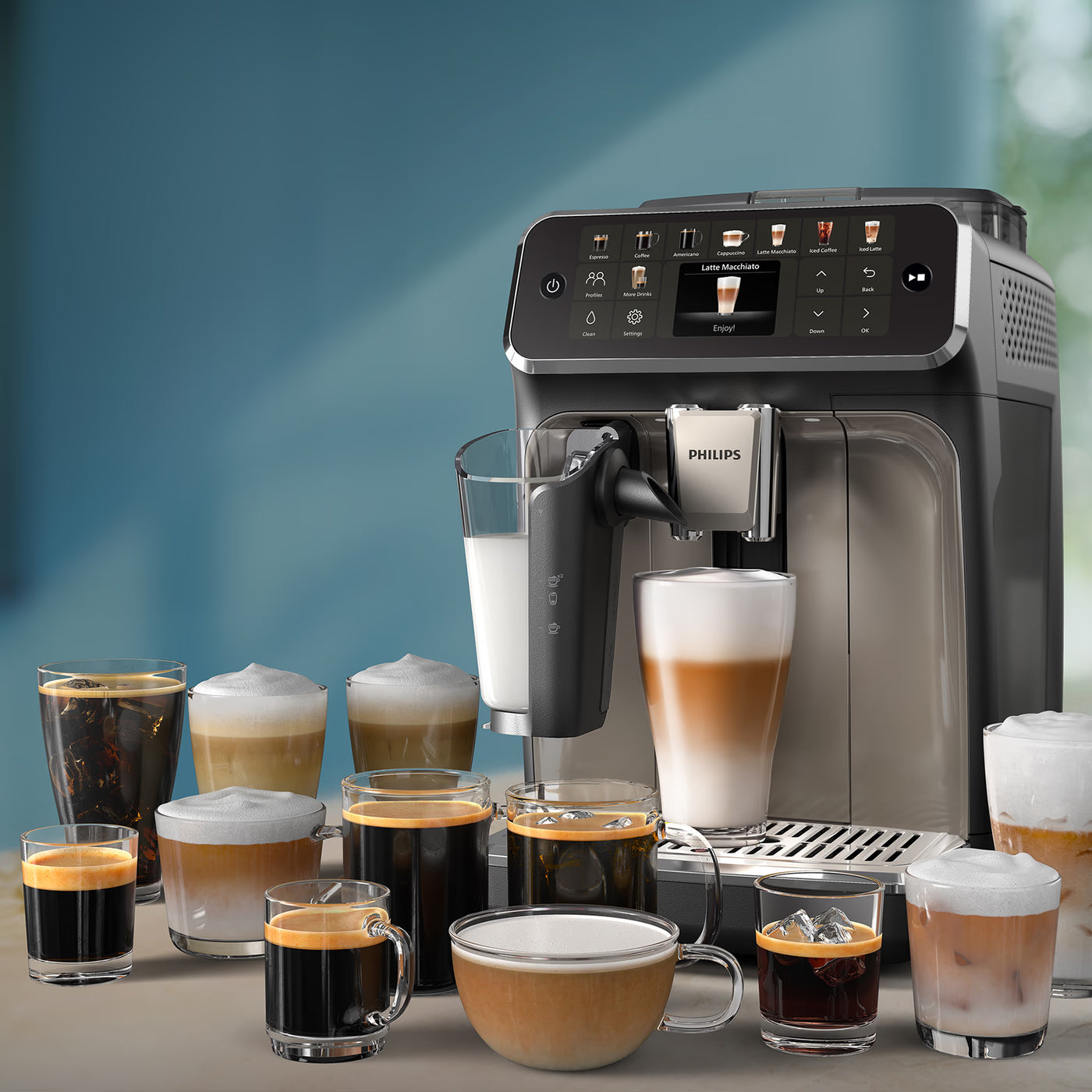 PHILIPS EP5447/90 Serie 5400 LatteGo 11 Kaffeespezialitäten Kaffeevollautomat Schwarz/Chrom